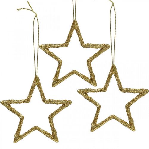 Floristik24 Julepynt stjernevedhæng gylden glitter 7,5cm 40 stk
