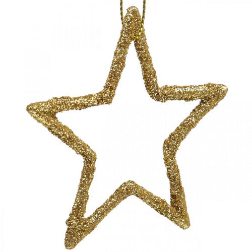 Floristik24 Julepynt stjernevedhæng gylden glitter 7,5cm 40 stk