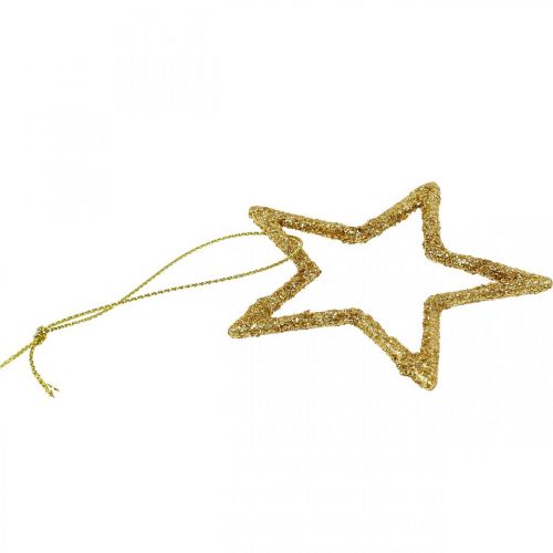 Floristik24 Julepynt stjernevedhæng gylden glitter 7,5cm 40 stk