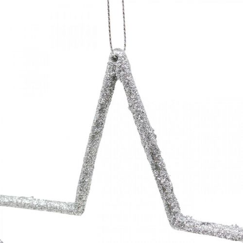 Artikel Julepynt stjernevedhæng sølvglimmer 17,5cm 9 stk