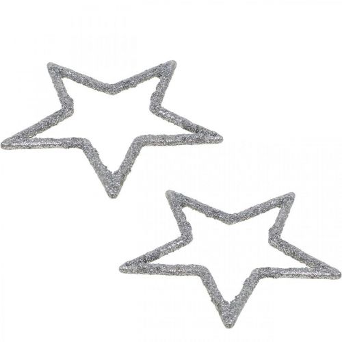 Artikel Scatter dekoration Julestjerner sølvglimmer Ø4cm 120 stk