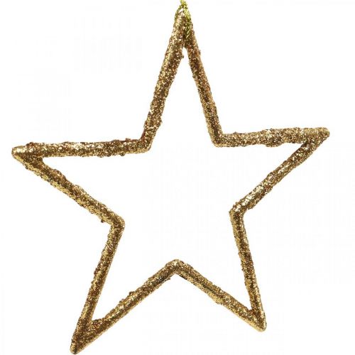 Artikel Glitterstjerner, adventspynt, stjernepynt til at hænge, julepynt gylden 11,5 × 12 cm 12 stk.