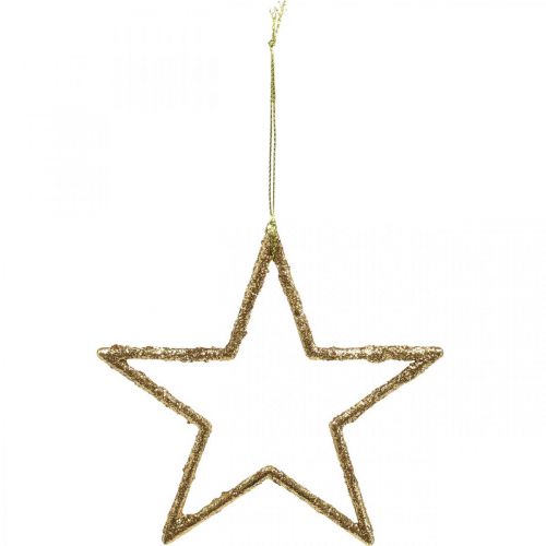 Floristik24 Glitterstjerner, adventspynt, stjernepynt til at hænge, julepynt gylden 11,5 × 12 cm 12 stk.