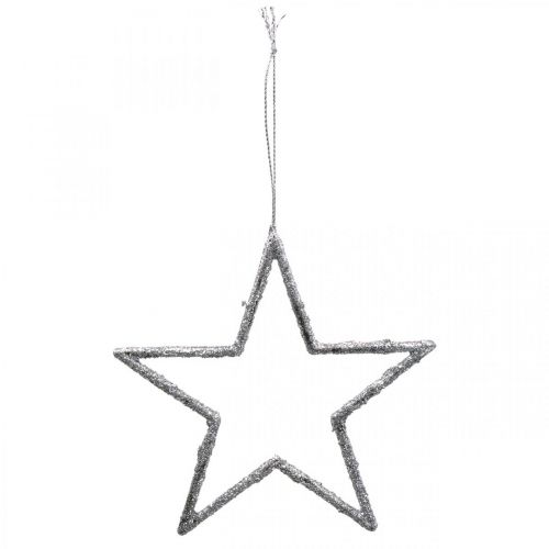 Floristik24 Hængende stjerne, juletræspynt, dekorationsstjerne sølv 11,5 × 12cm 12stk