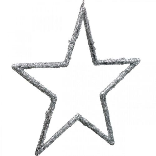 Artikel Hængende stjerne, juletræspynt, dekorationsstjerne sølv 11,5 × 12cm 12stk