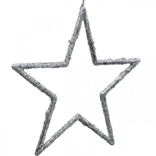 Floristik24 Hængende stjerne, juletræspynt, dekorationsstjerne sølv 11,5 × 12cm 12stk