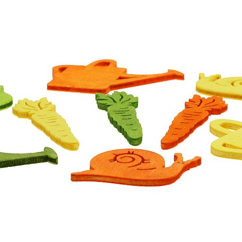 Artikel Scatter dekoration i træ med farverige motiver 4-6cm 72 stk