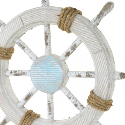 Floristik24 Maritim dekoration, trærat natur, blå og hvid shabby chic Ø35cm