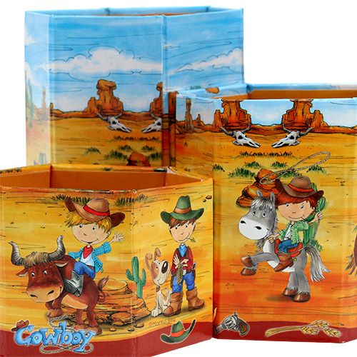 Floristik24 Penneholdersæt med cowboy motiv H 6-12cm