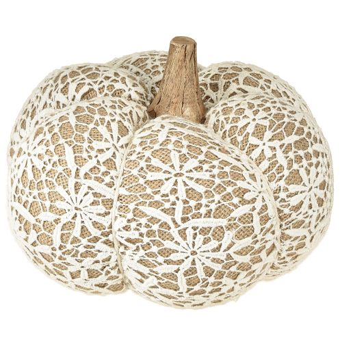 Floristik24 Stof græskardekoration jute blonder hvid/beige vintage dekoration Ø18cm
