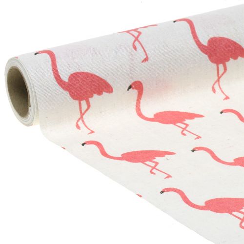 Dekorationsstof flamingo hvidrosa 30 cm x 3m