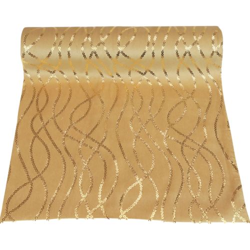 Artikel Bordløber beige guldkæder bordløber fløjl 28×270cm
