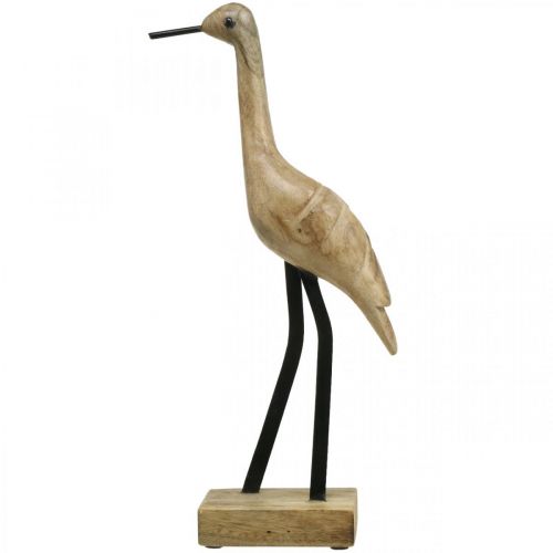 Artikel Træwader, stående kran, dekorativ fugl naturfarve, sort H40cm