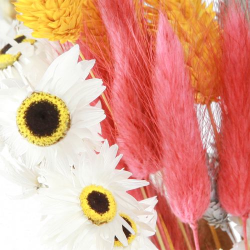 Artikel Buket af tørrede blomster og korn pink gul blå 55cm