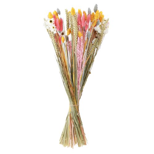 Artikel Buket af tørrede blomster og korn pink gul blå 55cm