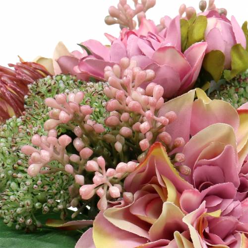 Floristik24 Buket dahlia og protea, silkeblomster, sommerdekoration L25cm