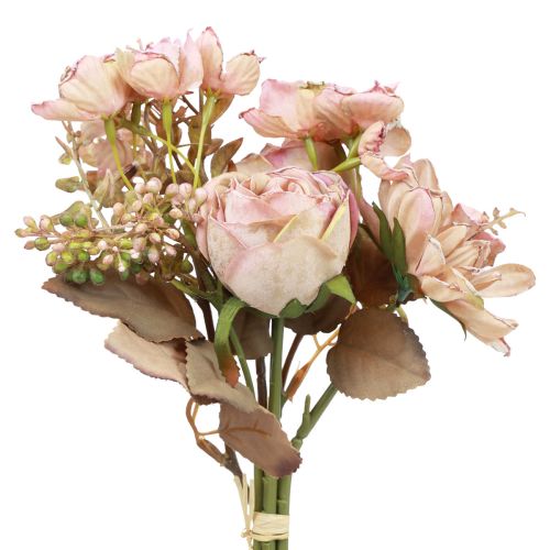 Floristik24 Kunstig blomsterbuket kunstige blomster kunstige roser antik 30cm