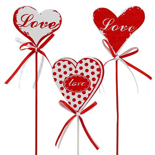 Artikel Buketstik i hjerteform, Valentinsdag, blomsterdekoration H6cm 6 stk