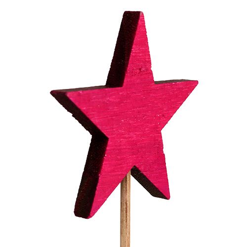 Floristik24 Stjerner fuchsia som stik 7cm 12stk