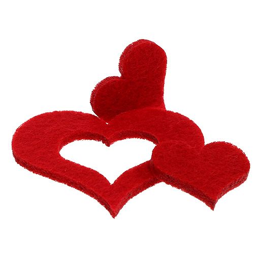 Floristik24 Scatter dekoration hjerter filt 2,5cm - 5cm rød 24 stk