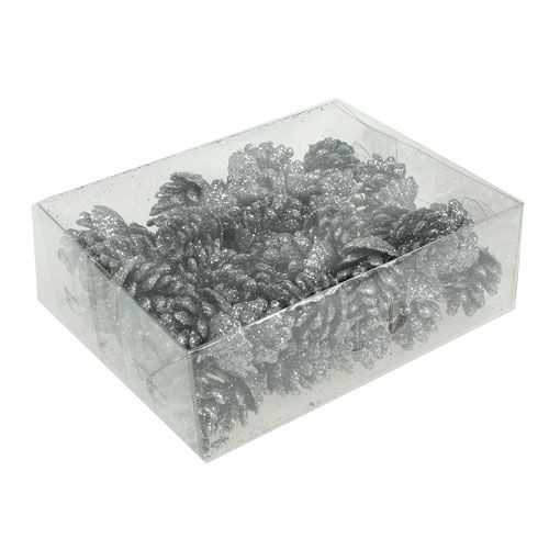 Floristik24 Kogler fyrrekogler sølv 3cm 48 stk