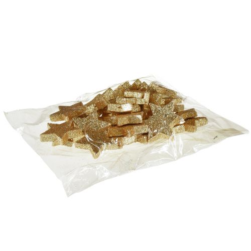 Artikel Scatter stars lys guld glimmer 4-5cm 40stk