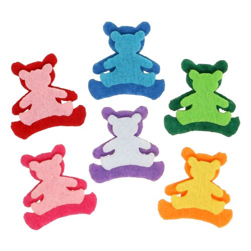 Artikel Scatter dekoration bjørn lavet af filt assorterede farver 3,5 cm x 3,5 cm 100 stk.