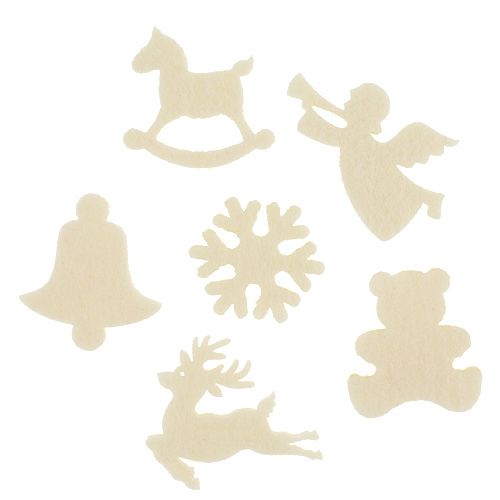 Scatter dekoration filt figurer creme 3cm 72 stk