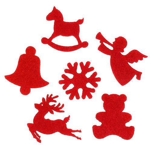 Floristik24 Scatter dekoration filt figurer rød 3cm 72 stk