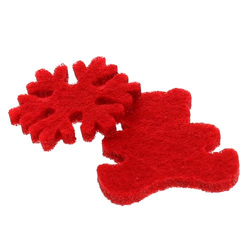 Floristik24 Scatter dekoration filt figurer rød 3cm 72 stk