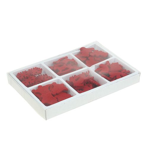 Floristik24 Scatter dekoration filt figurer rød 3cm 72 stk