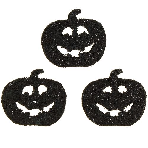 Floristik24 Scatter dekoration Halloween græskar dekoration 4cm sort, glitter 72 stk