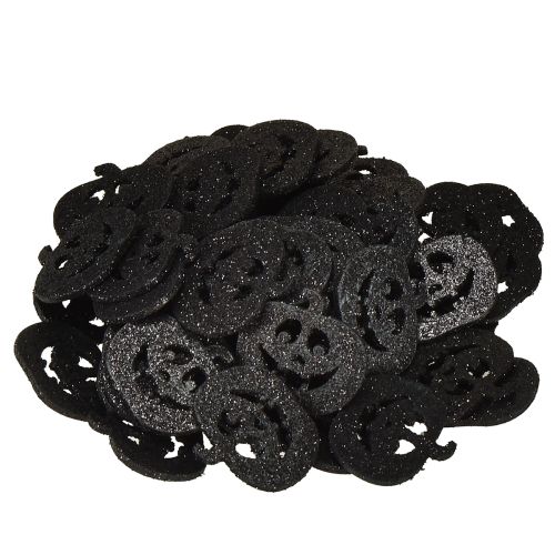 Artikel Scatter dekoration Halloween græskar dekoration 4cm sort, glitter 72 stk