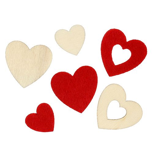 Floristik24 Spredte hjerter mix 2-3,5 cm rød, naturlig 110p