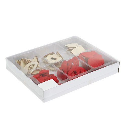 Floristik24 Spredte hjerter mix 2-3,5 cm rød, naturlig 110p