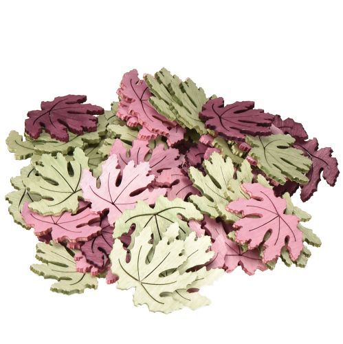 Artikel Scatter dekoration træ efterårsblade borddekoration lilla pink grøn 4cm 72 stk