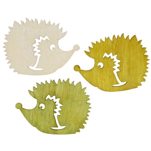 Floristik24 Scatter dekoration pindsvin lavet af træ assorterede farver 4cm 72 stk