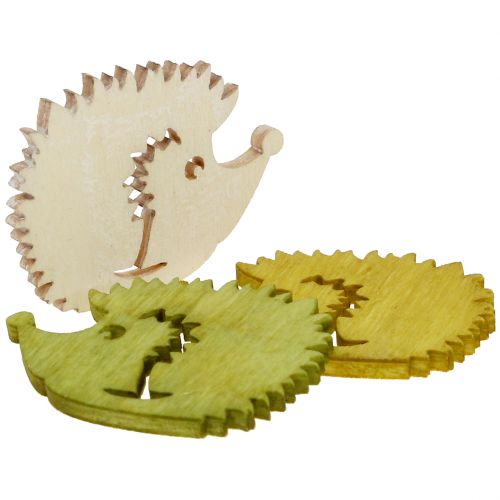 Floristik24 Scatter dekoration pindsvin lavet af træ assorterede farver 4cm 72 stk