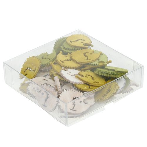 Floristik24 Scatter dekoration pindsvin lavet af træ assorterede farver 4cm 72 stk