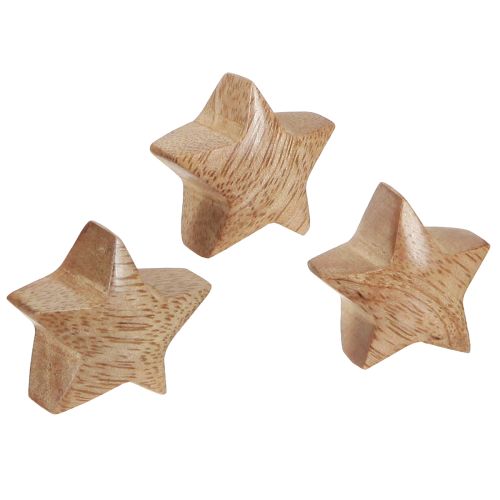 Spredte dekoration træ mini stjerner adventsdekoration mangotræ 3 cm 9 stk