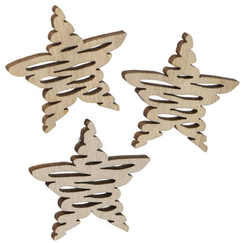 Scatter dekoration træstjerner Jul natur Ø4cm 72 stk