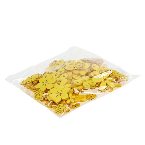 Floristik24 Sprededekoration træblomst gul 2 cm - 4 cm 96p