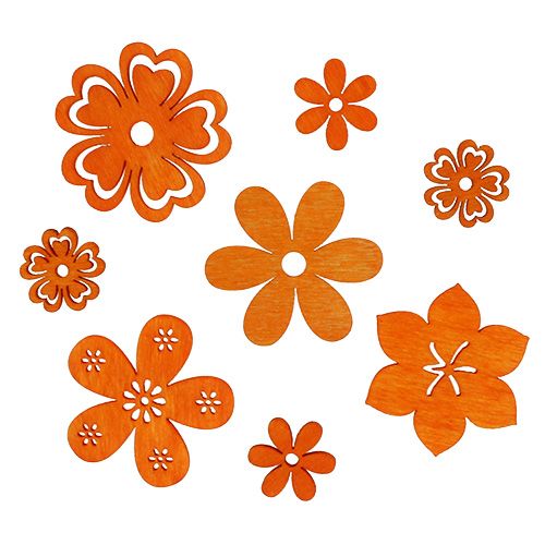 Floristik24 Sprededekoration træblomst orange 2 cm - 4 cm 96p