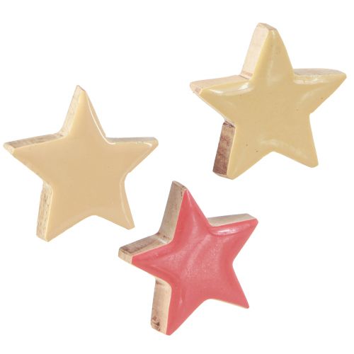 Artikel Scatter dekoration træstjerne stjerner mango træ abrikos gul 5cm 12 stk
