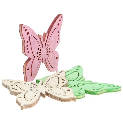 Floristik24 Scatter dekoration sommerfugl pink, grøn, natur 4cm 72 stk