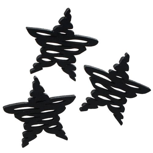 Scatter dekoration sorte stjerner juletræ Ø4cm 72 stk
