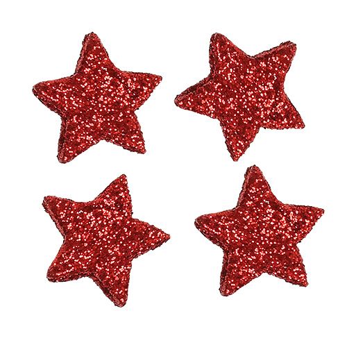 Artikel Scatter dekoration stjerner rød 2,5cm glimmer 96 stk