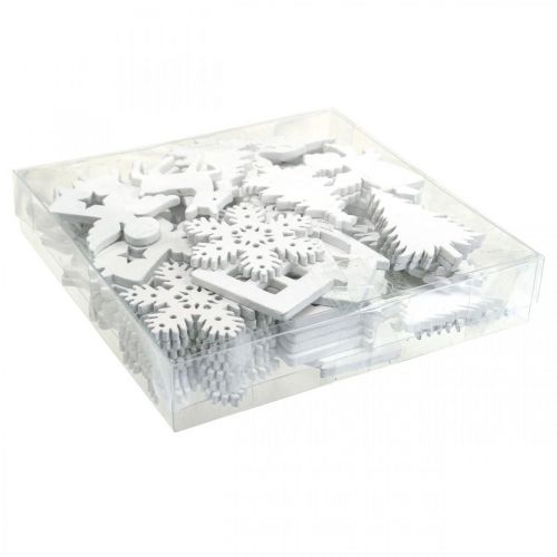 Floristik24 Scatter dekoration juletræblanding hvid 4cm 72 stk