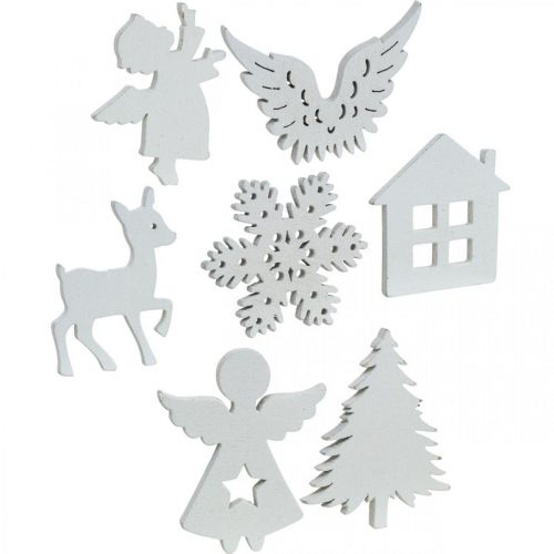 Floristik24 Scatter dekoration juletræblanding hvid 4cm 72 stk