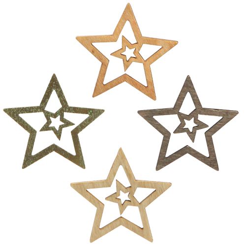 Artikel Scatter dekoration juletræstjerner 4 farver Ø4cm 72 stk
